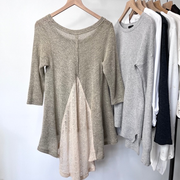 Avatar Tan Lace Back Hi Low Knit Top - Picture 3 of 12